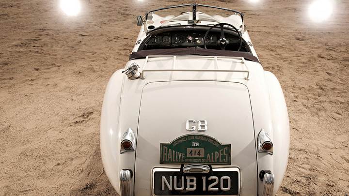 Front Pose Of Jaguar XK120 In White